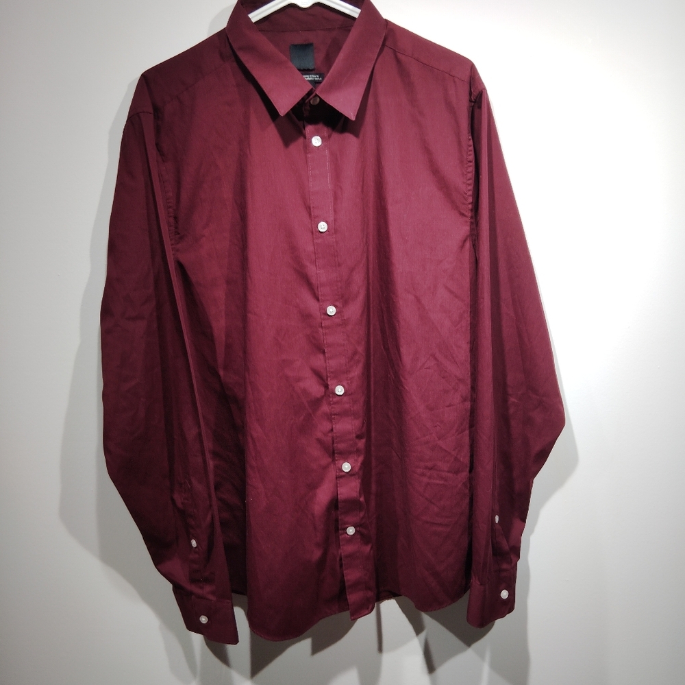 H&M men's slim fit easy iron XL button up long sleeve shirt
